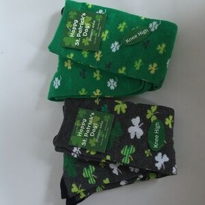 NWT St. Patrick Day Knee High Socks Lot of 2 Sock Size 9-11, Shoe Size 4-10